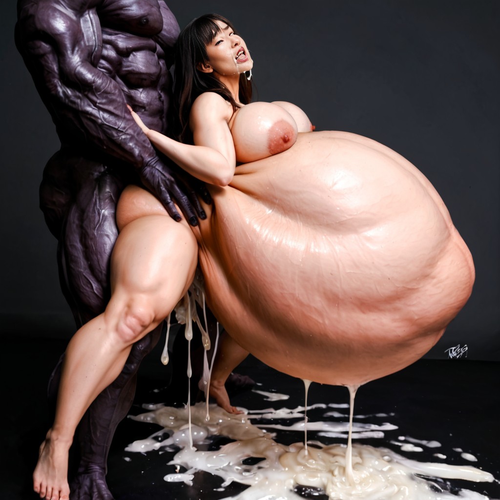 Asian Woman Fucked By Monster, Bangs Hair, Full Body AI Porn