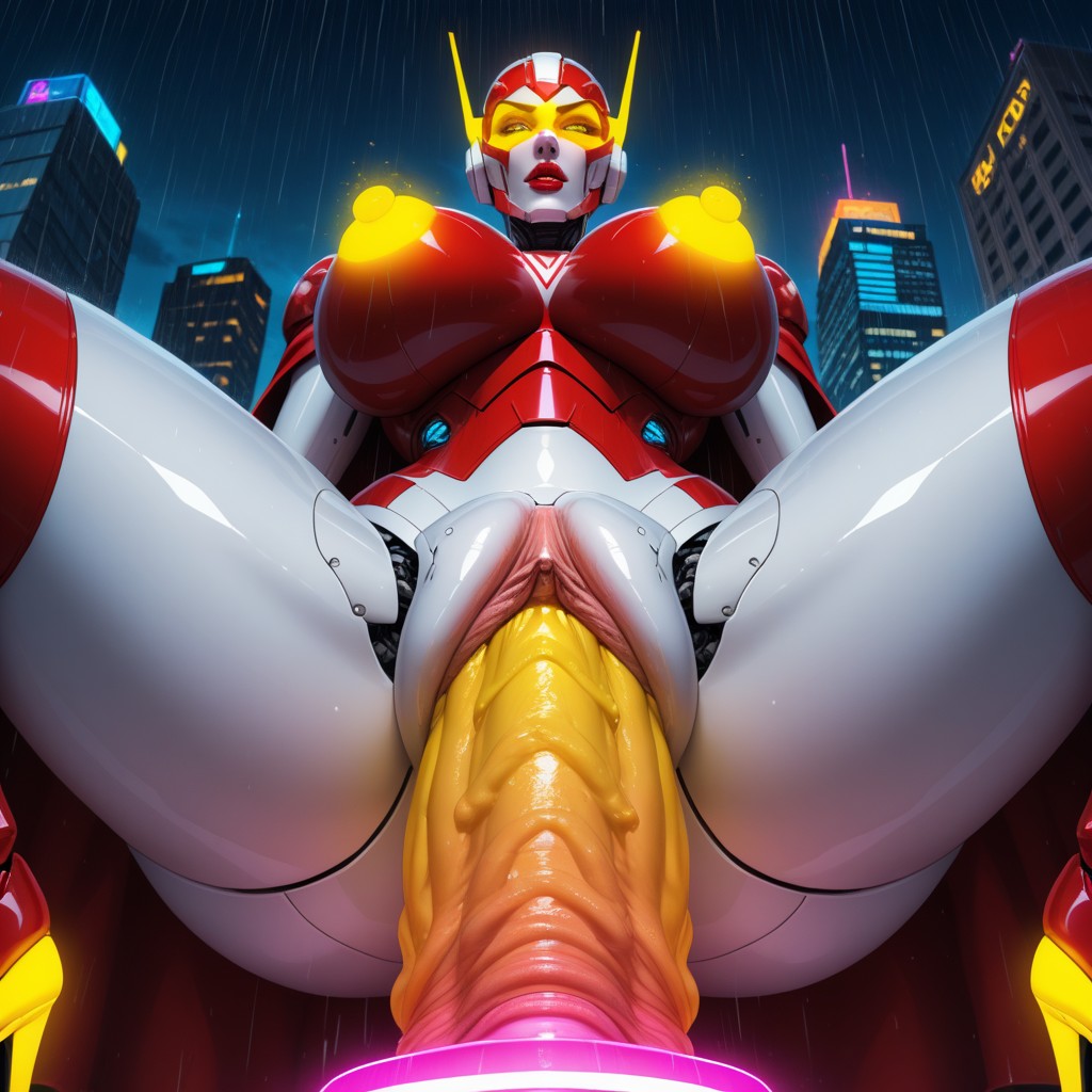 Bumpy Dildo, Riding Huge Glowing Dildo, Close Up AI Porn