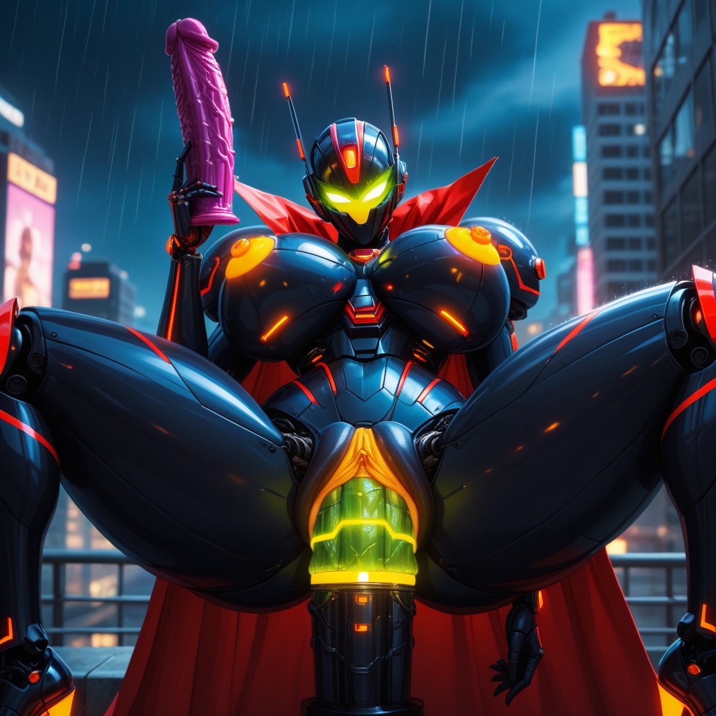 Colorful City, Holding Guns, Dildo Ride AI Porn