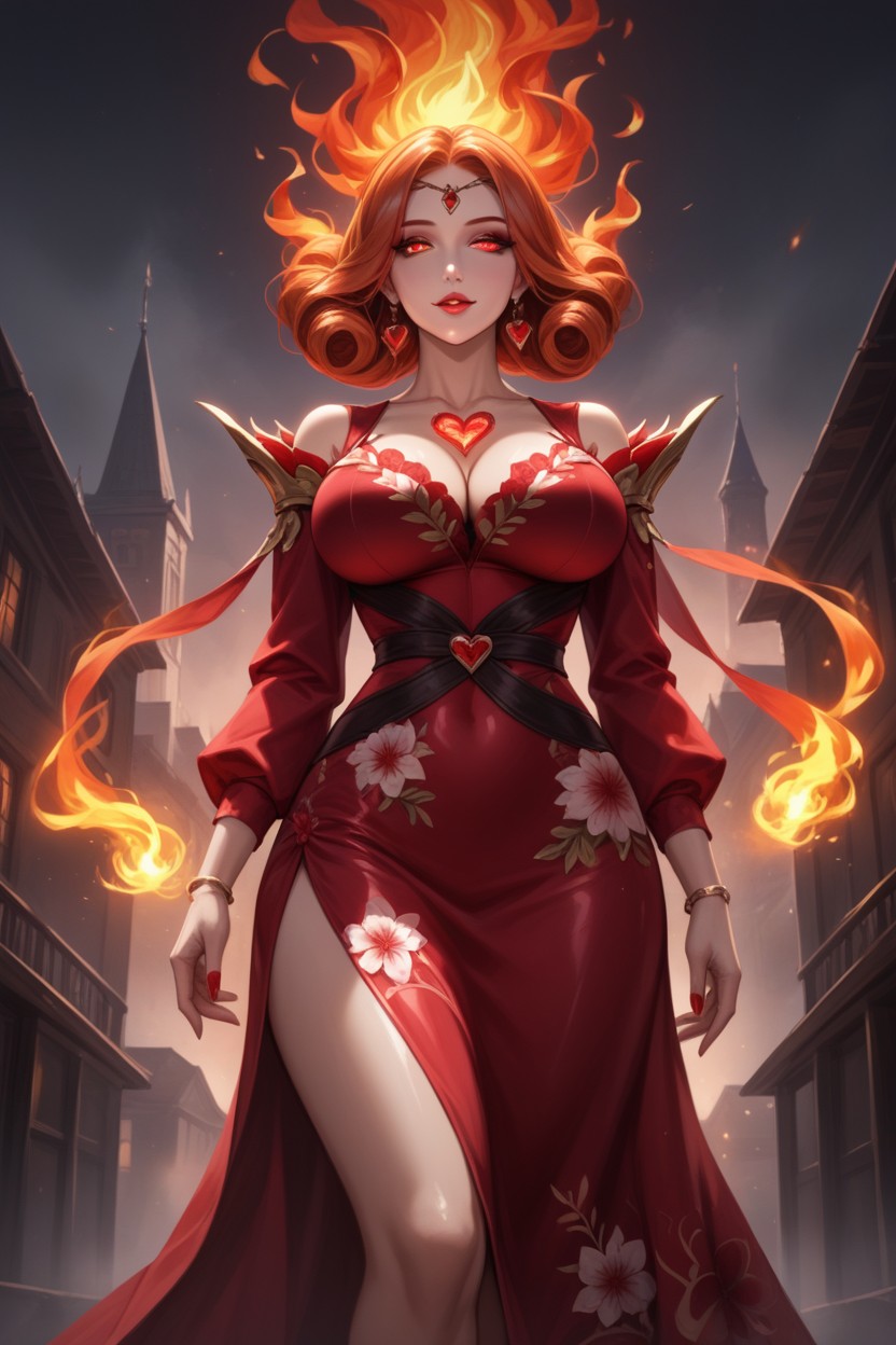 Gigantic Phoenix In Background, Long Torso Height, Large Breast Hentai AI Porn