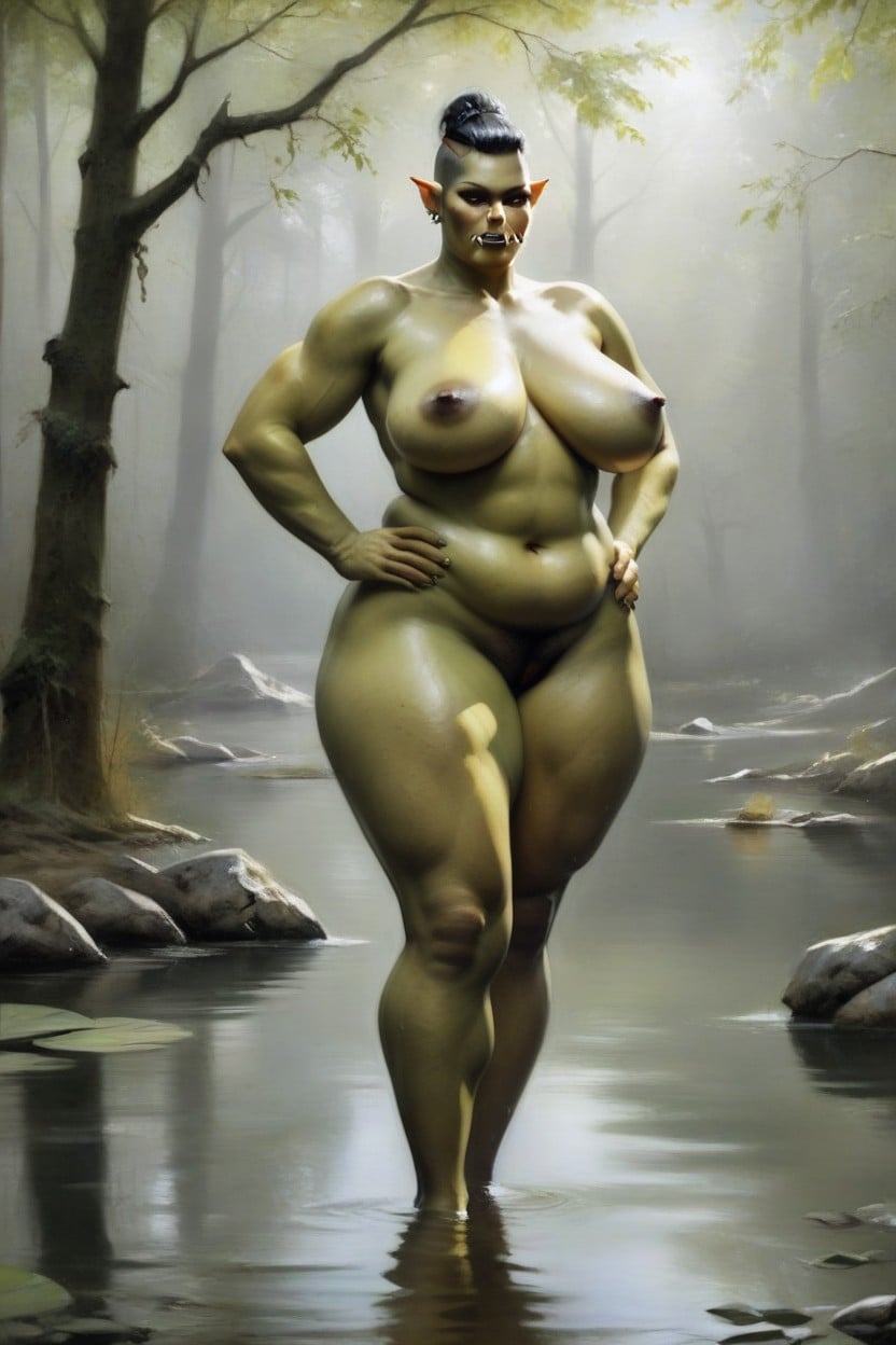 Hands On Hips, Thick, Front View AI Porn