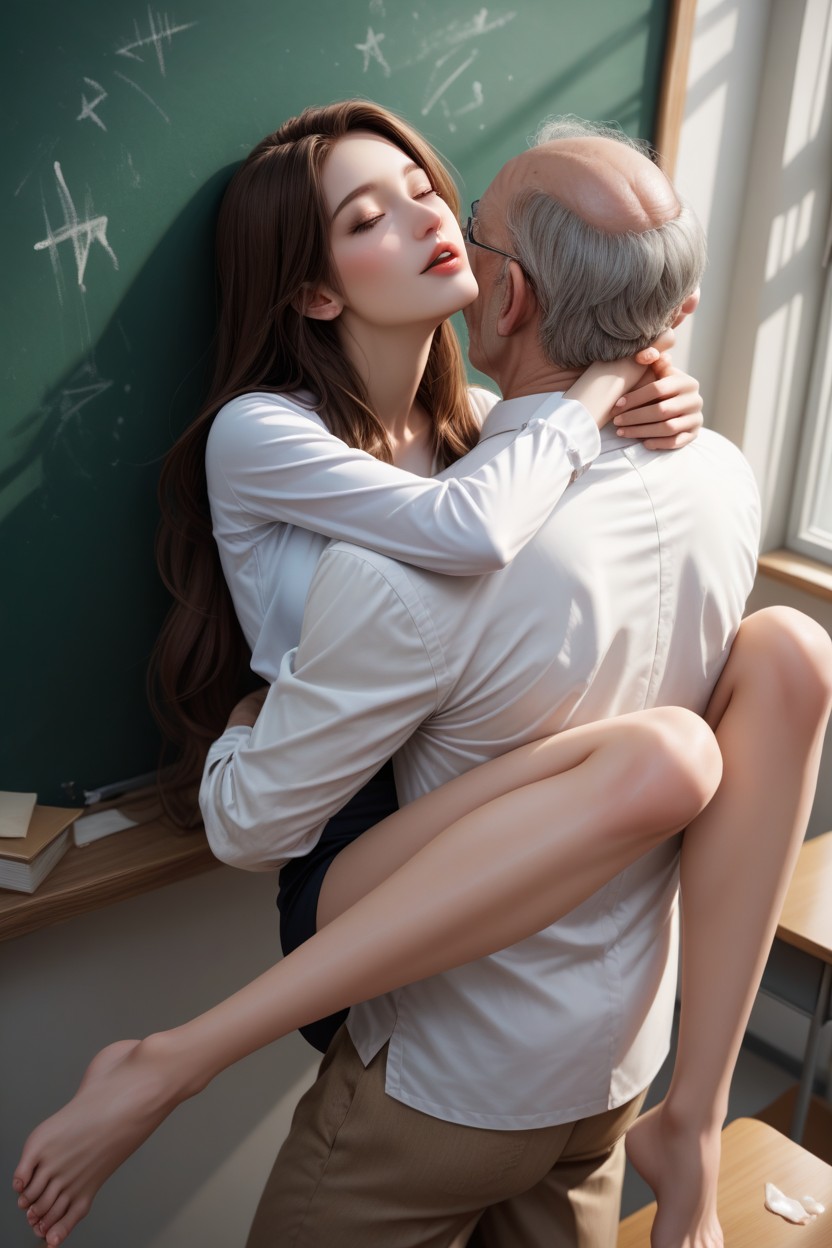 Eyes Closed, Hot Brown Hair Woman, People AI Porn