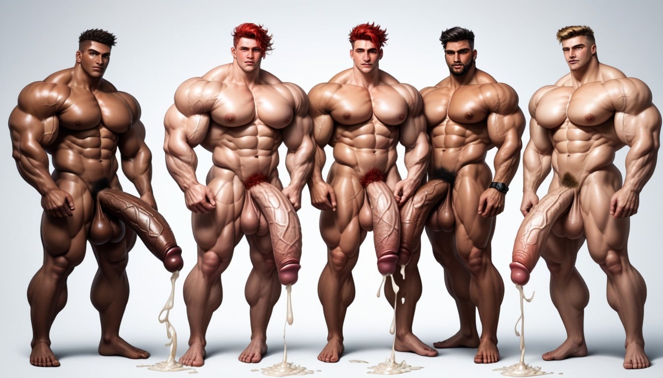 Extreme Muscles, Red Hair, Muscular AI Gay Porn