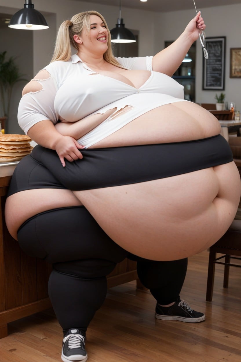 Massive Ssbbw, Hyper Fat, White Shirt AI Porn