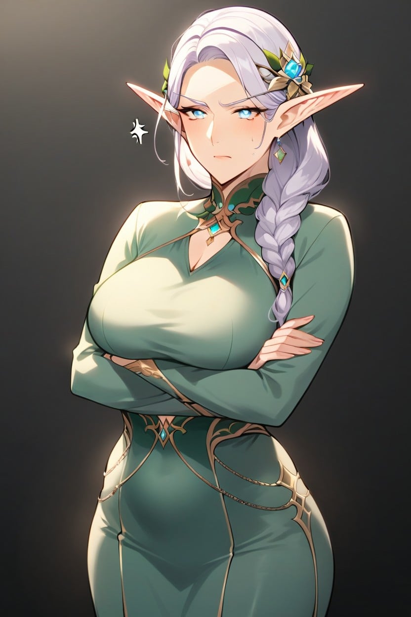 Crossed Arms Elf, Perfect Illustration, Waist Elf Hentai AI Porn