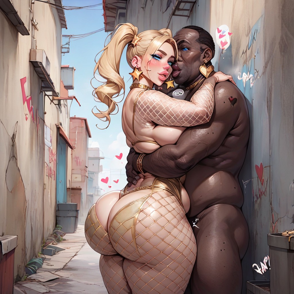 Love Hearts, Standing, Ugly African Monster AI Porn