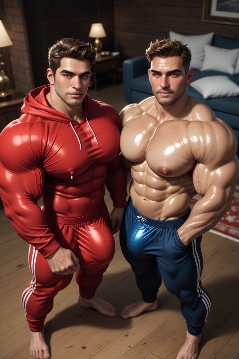 Oiled Skin, Blushing, Tall AI Gay Porn