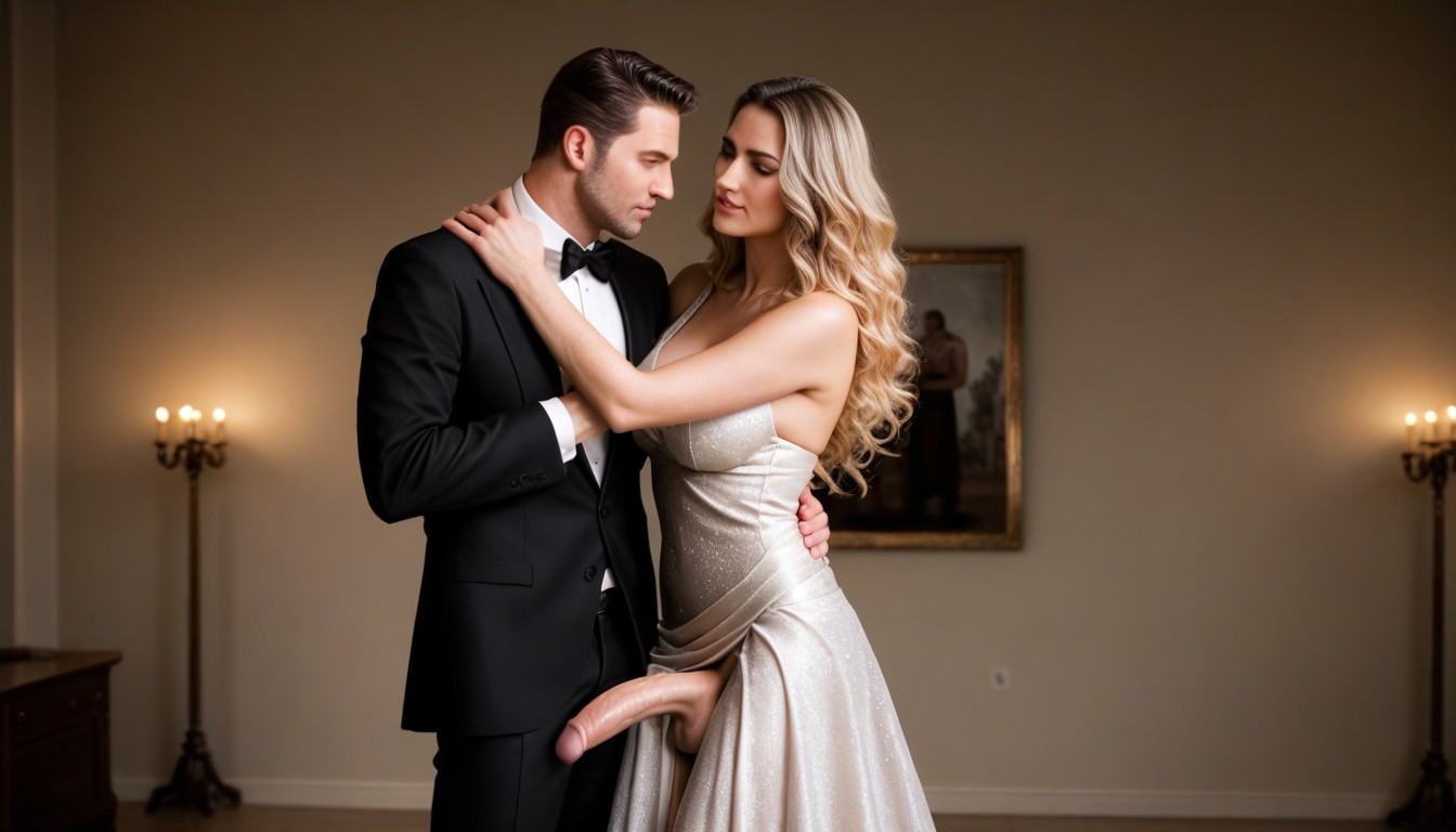 Mans Arm Extended To Lead The Woman, Realistic Textures, Subject Appearance Man Shemale AI Porn