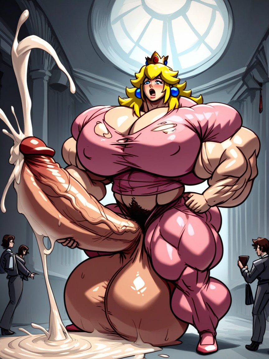Grow, Hyper Gigantic Massive Muscles Princess Peach, Massive Cumshot Hentai AI Porn