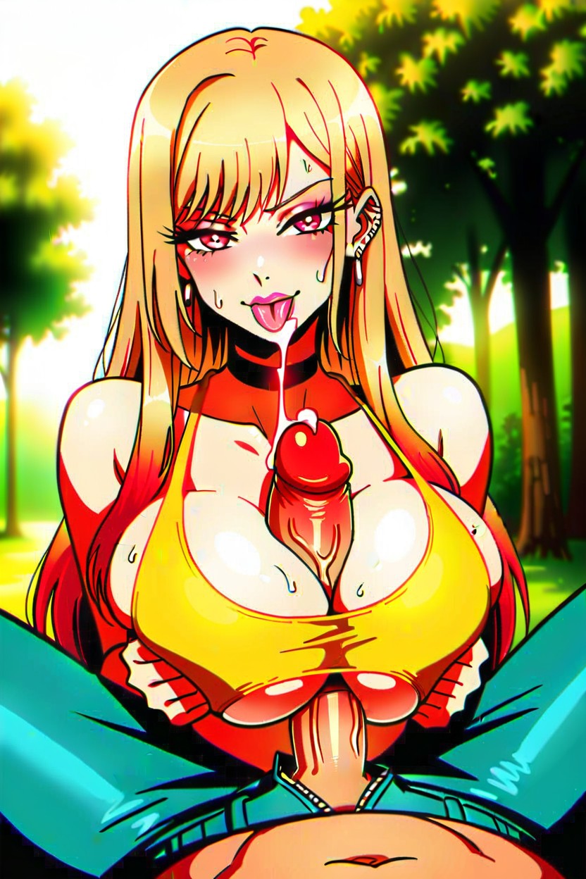 Tongue Out, Fat Lips, Kitagawa Marinsono Bisuku Dōru Wa Koi O Suru Hentai AI Porn