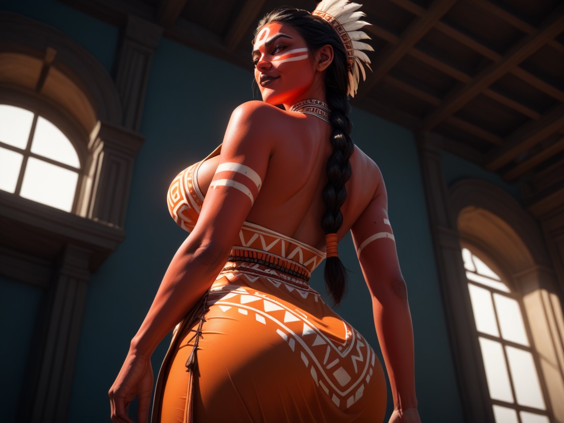 Brown Lipstick, Symmetrical Eyes, Woman Looking Away Hentai AI Porn