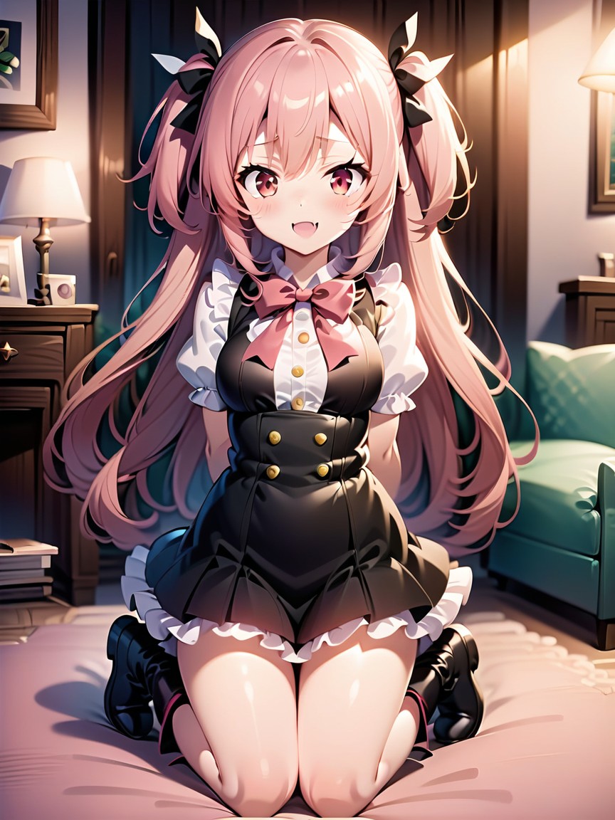 Grinning, Krul Tepes From Owari No Seraph Detailed Eyes, Vampire Hentai AI Porn