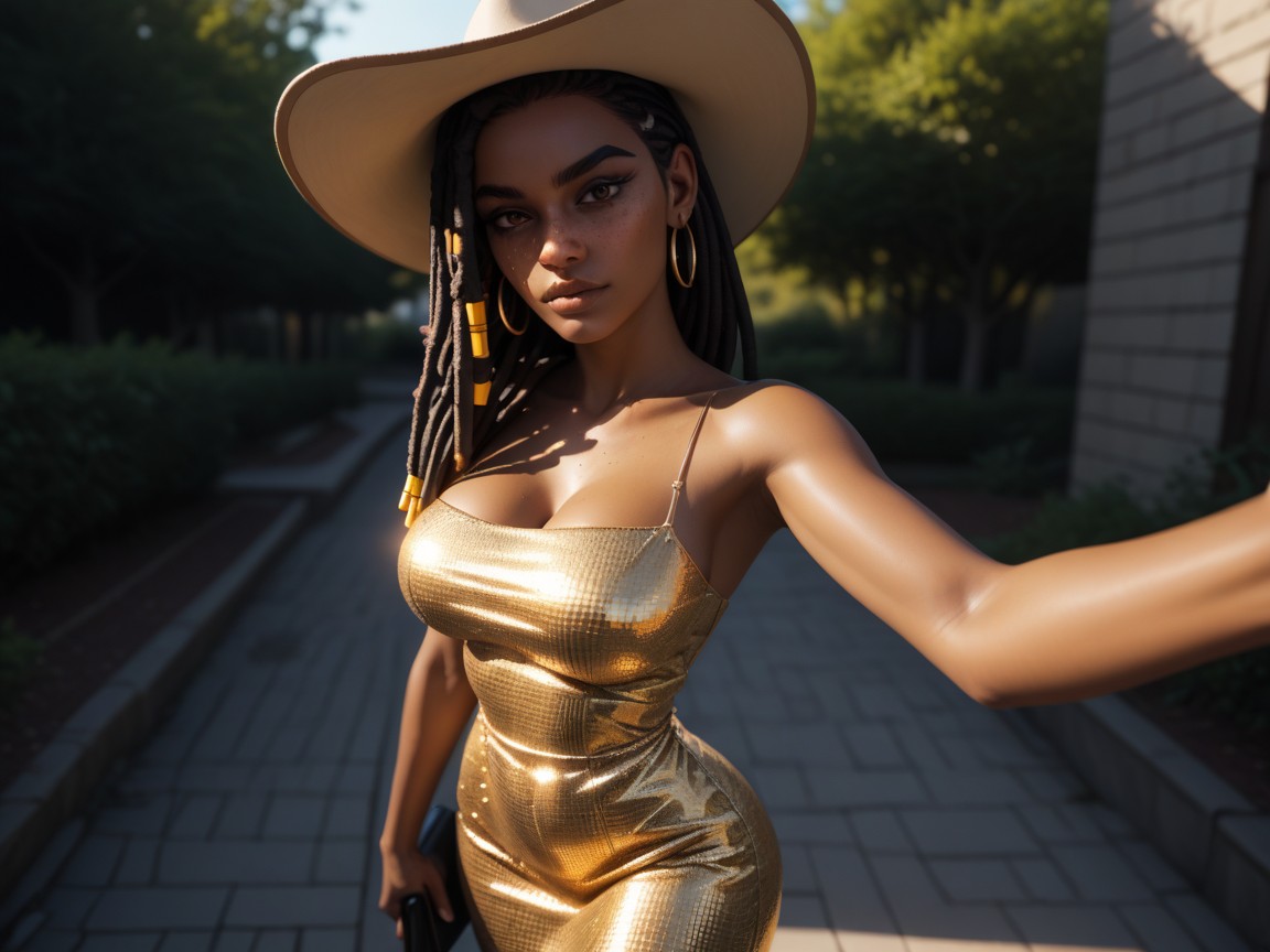 Hard Shadow Lighting, Sequin Dress, 1 Person Hentai AI Porn