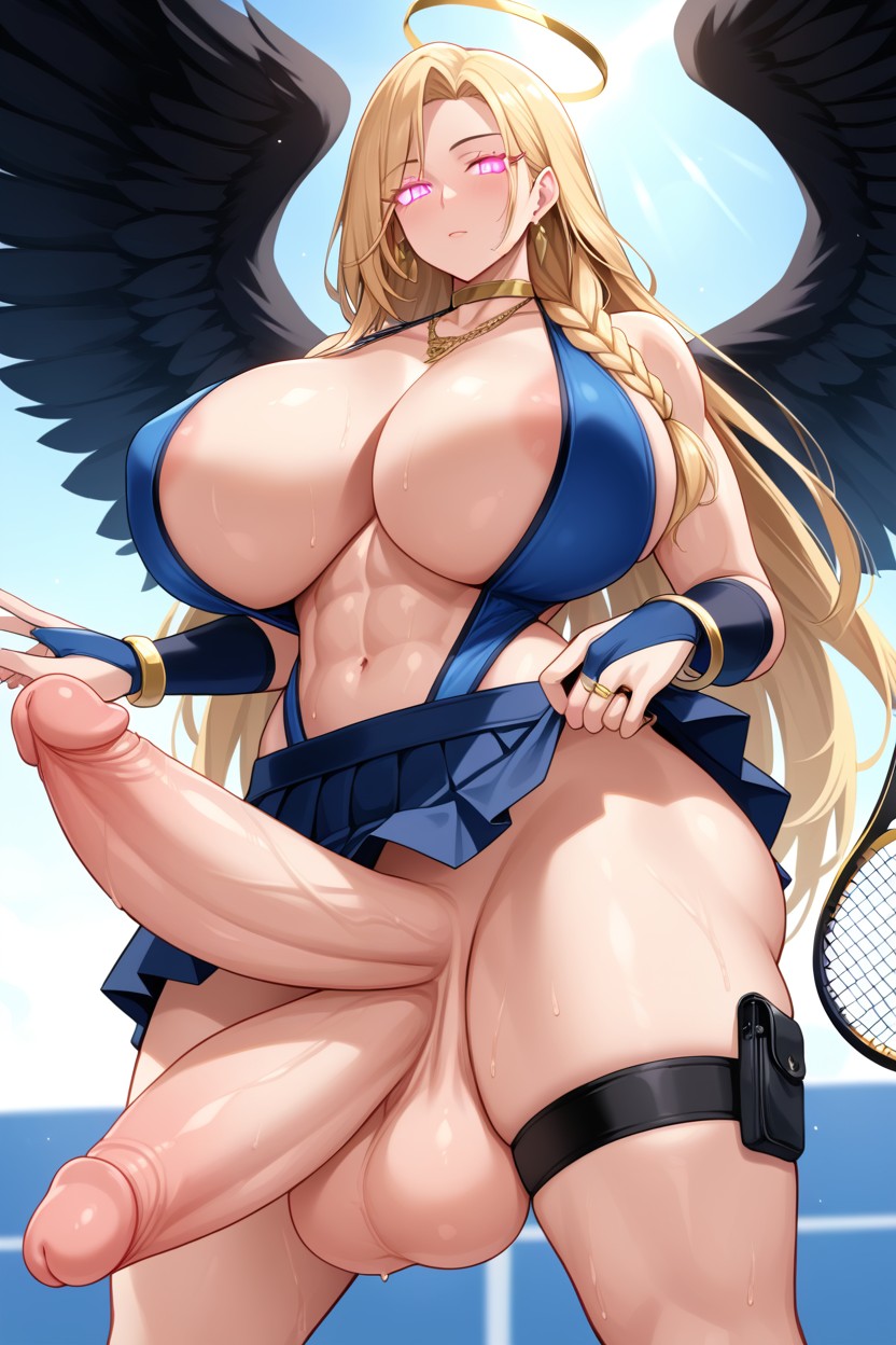 Black Wings, Tennis Outfit, Multipenis Shemale AI Porn