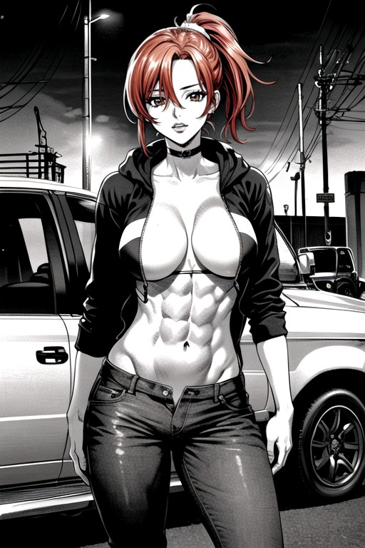 Ponytail, Red Hair, Night AI Porn