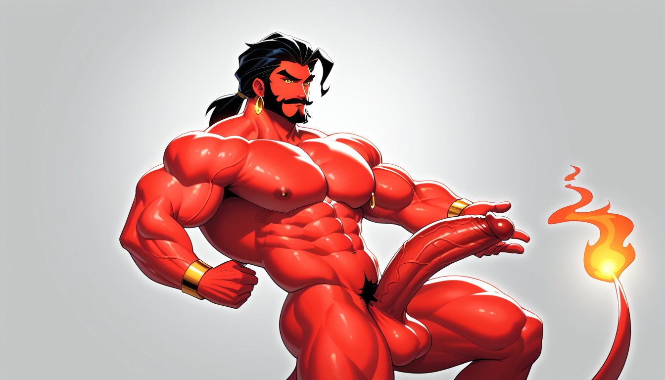 Bright Lighting, No Legs, Vibrant Red Skin AI Gay Porn