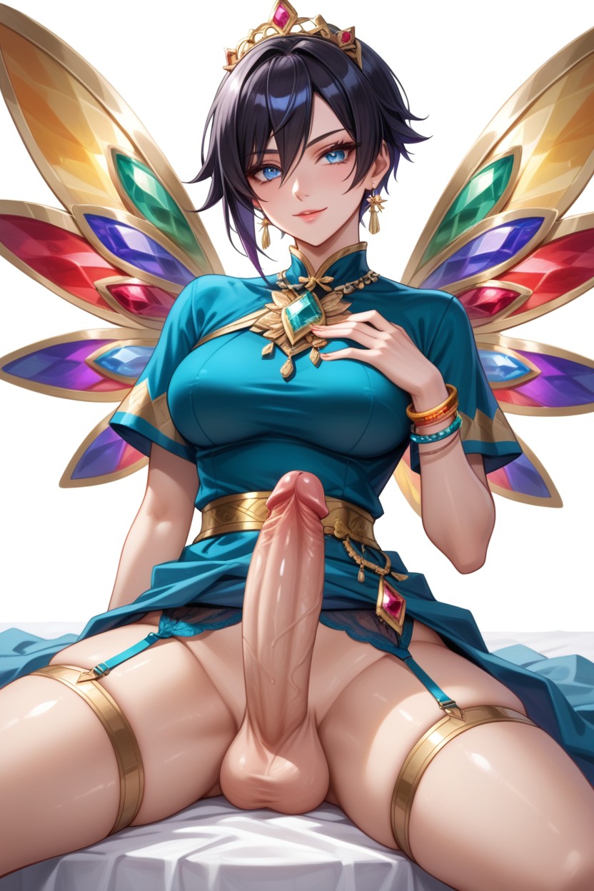 Fat, Aqua Color Tunic, Ultra Detailed Hentai AI Porn