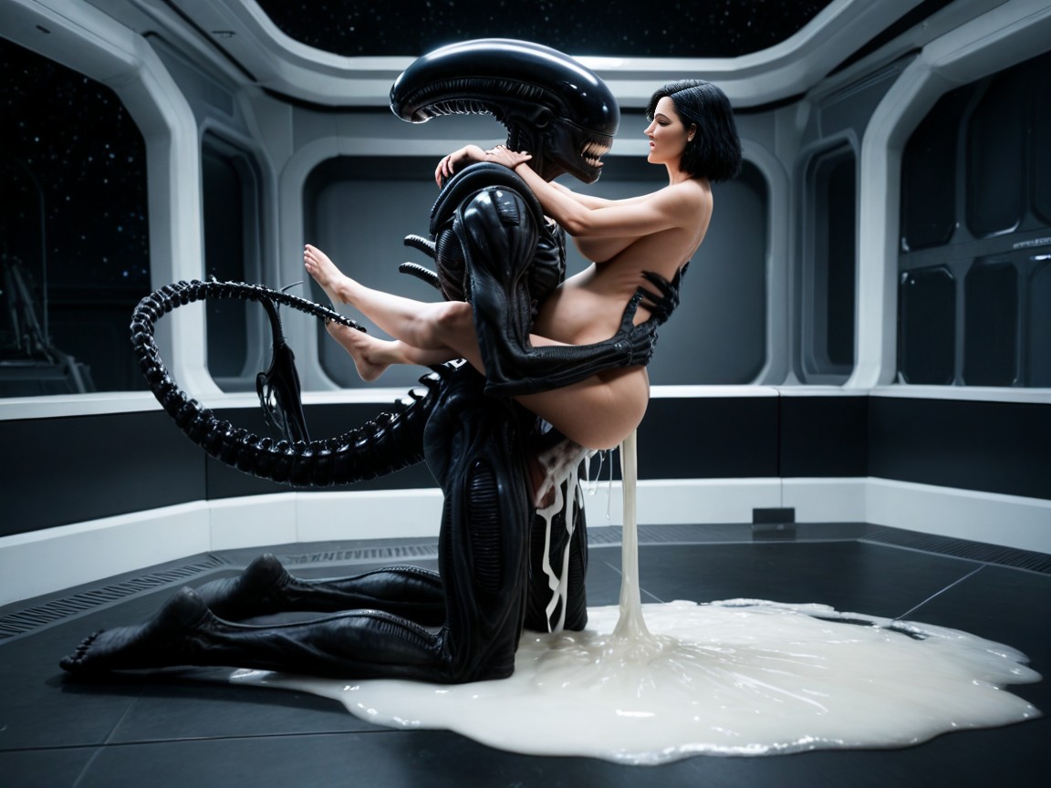 Kneeling, Xenomorph Hive, Tall Scary Xenomorph AI Porn