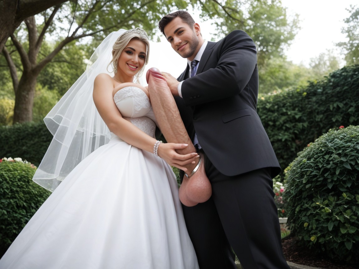 Wedding Dress, Cock Literally Bigger Than Woman, Huge Cock AI Porn