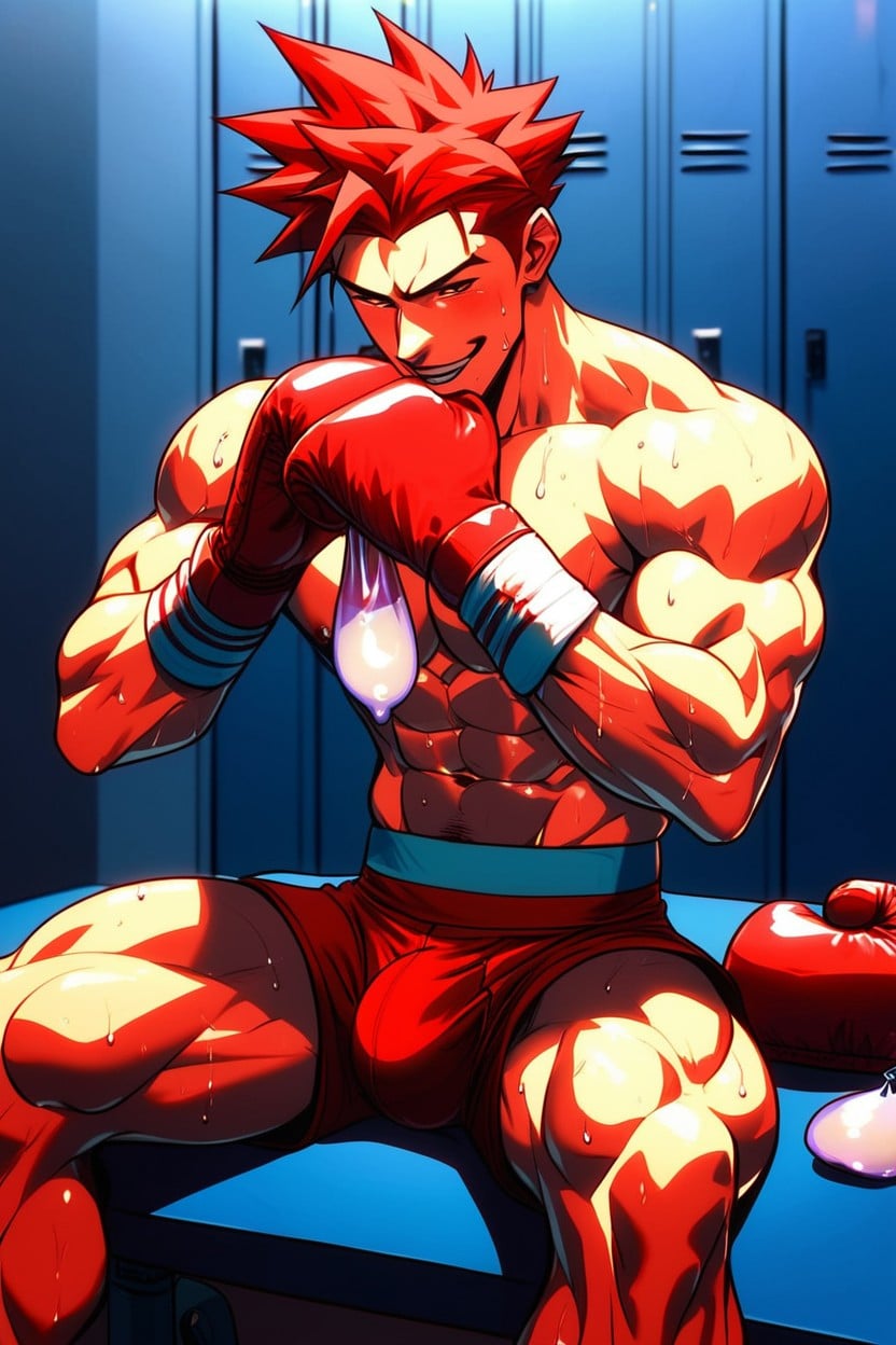Deepthroat, Red Eyes, Shirtless AI Gay Porn