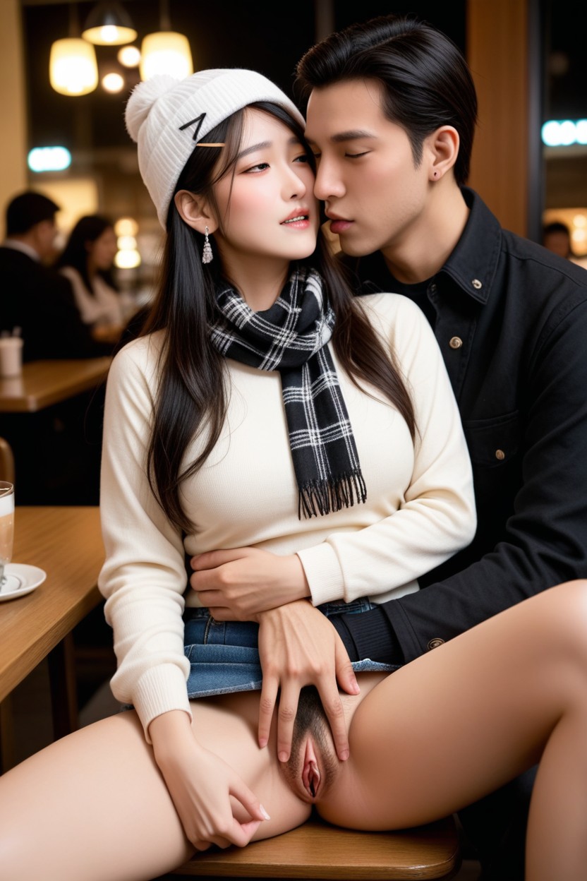 No Panties, Night, Bottom Up Asian AI Porn