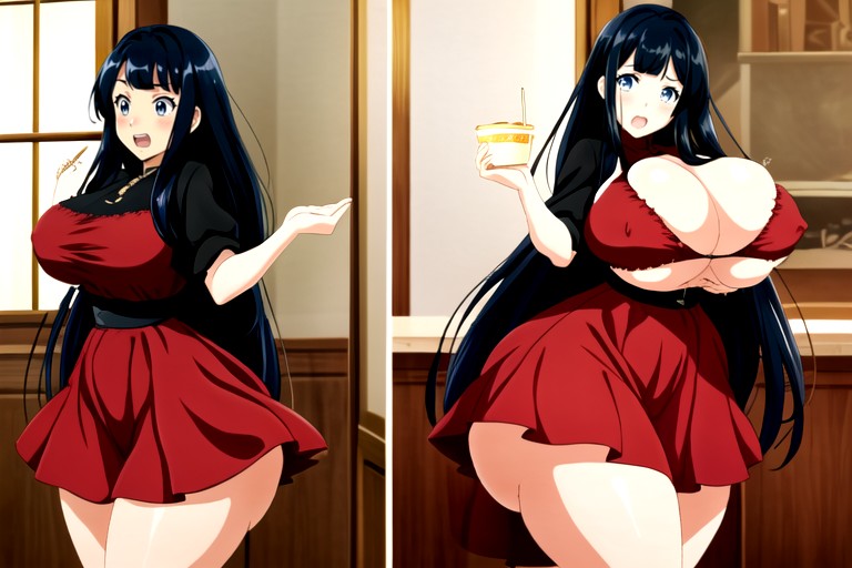 Extremely Mega Extra Extra Fat Thick Feedee Woman Waifu With Thick Wide Hips, Extremely Large Ass, Asian Hentai AI Porn