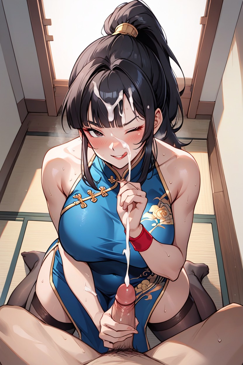 Cum In Hair, Rounded Breast, Tight Dress Hentai AI Porn