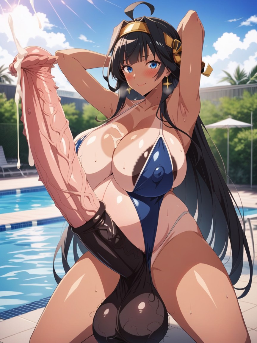 Hands Behind Her Head, Profuse Sweat, Bikini Tan Lines Hentai AI Porn