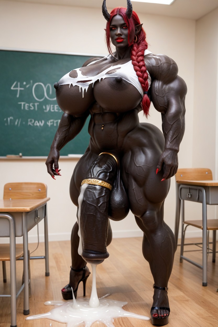 Gigantic Biceps, Gigantic Muscle Delts, Hyper Black Cock Growth Shemale AI Porn
