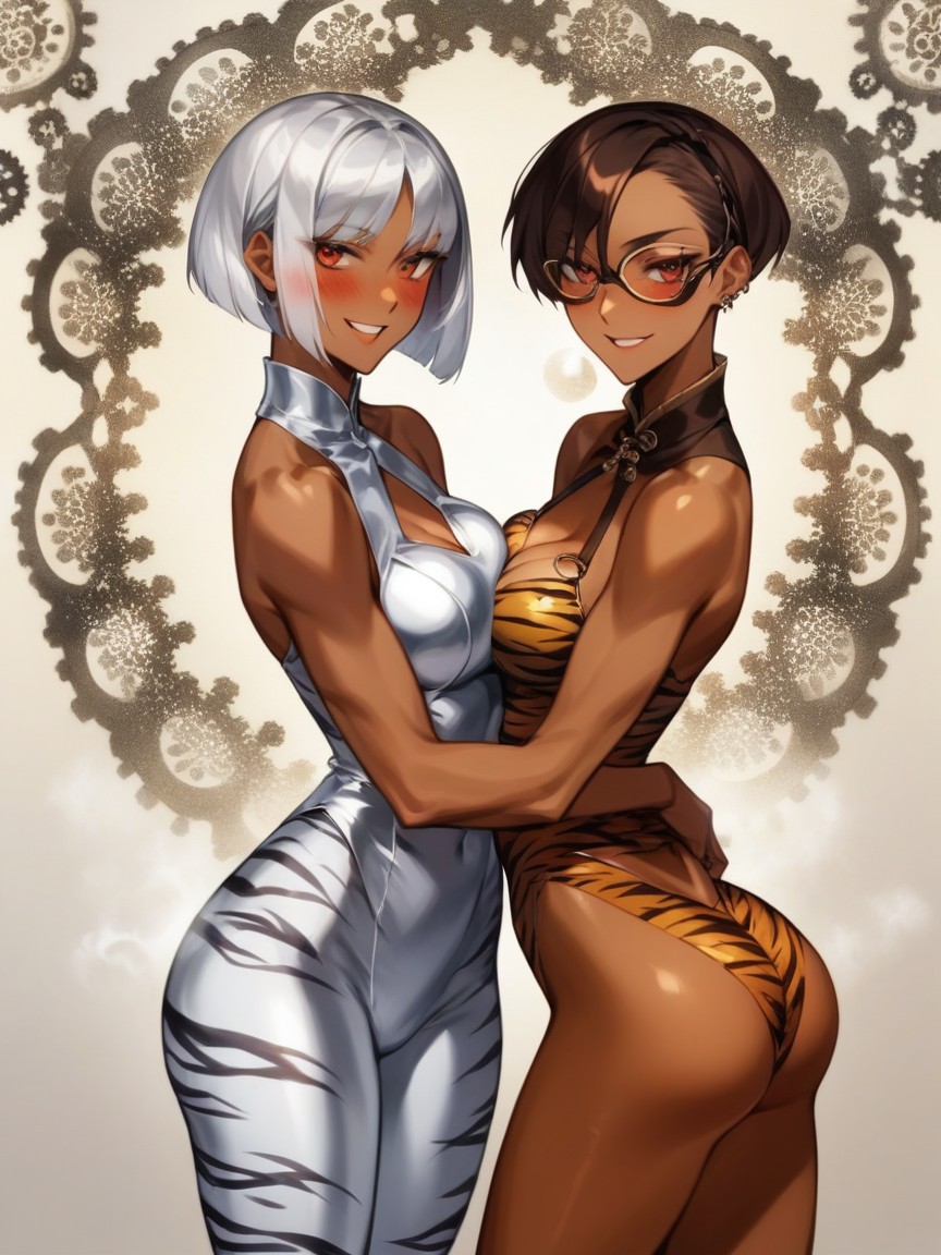 Skull Tattoos, Squared Abdomen, Squared Breast Width Hentai AI Porn