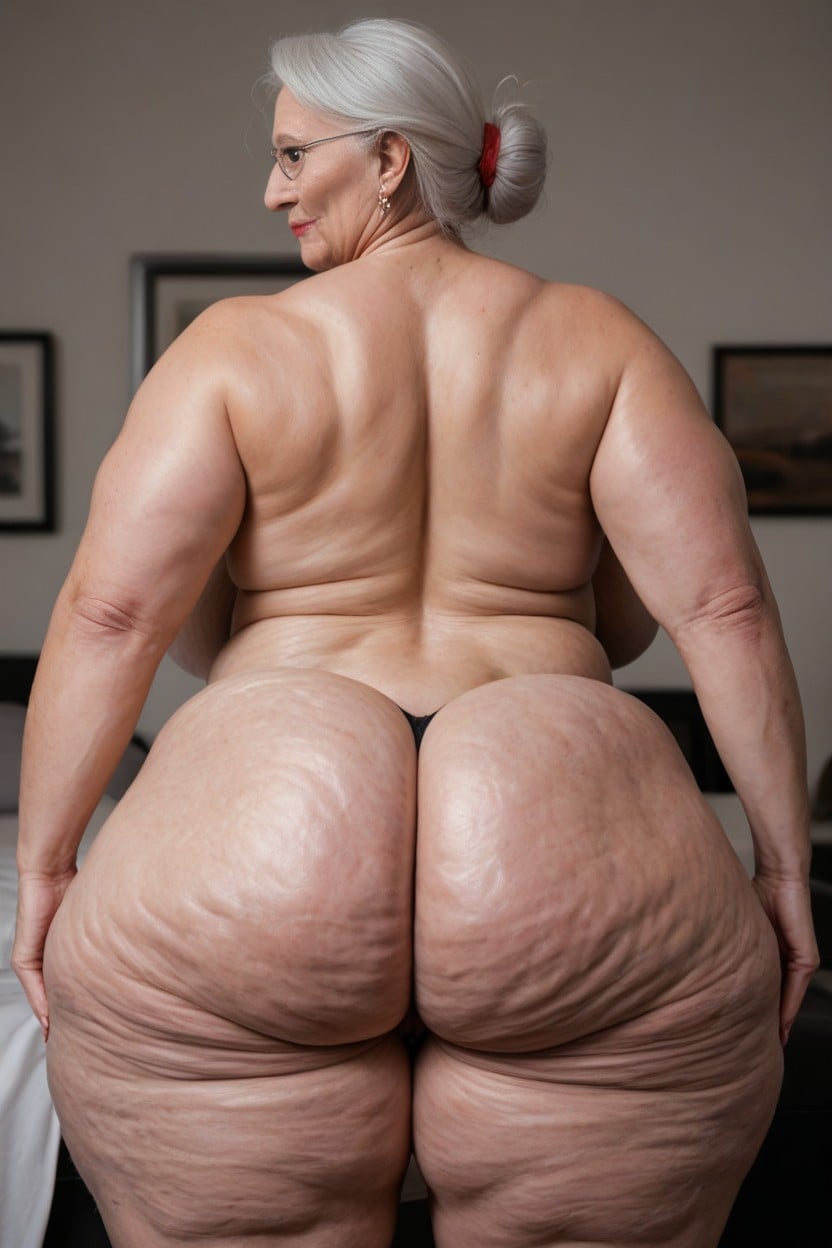 Rear View, Detailed Face, Gray Hair AI Porn