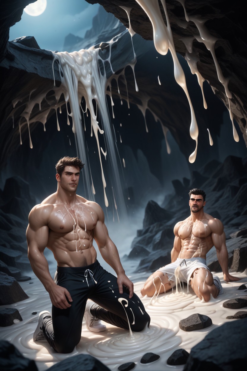 Excessive Cum, Cave, Ripped Clothes AI Gay Porn