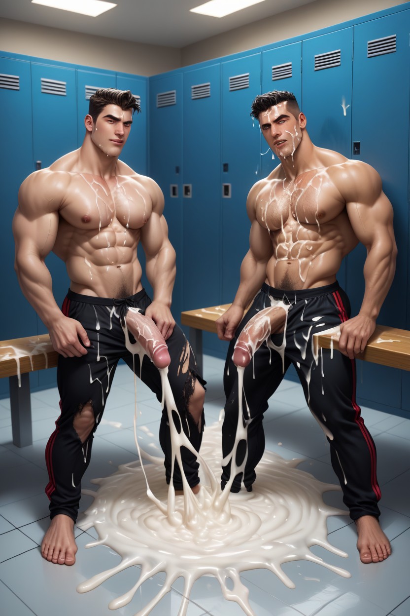 En Forme, Horny, Cum On Clothes Porno IA Gay