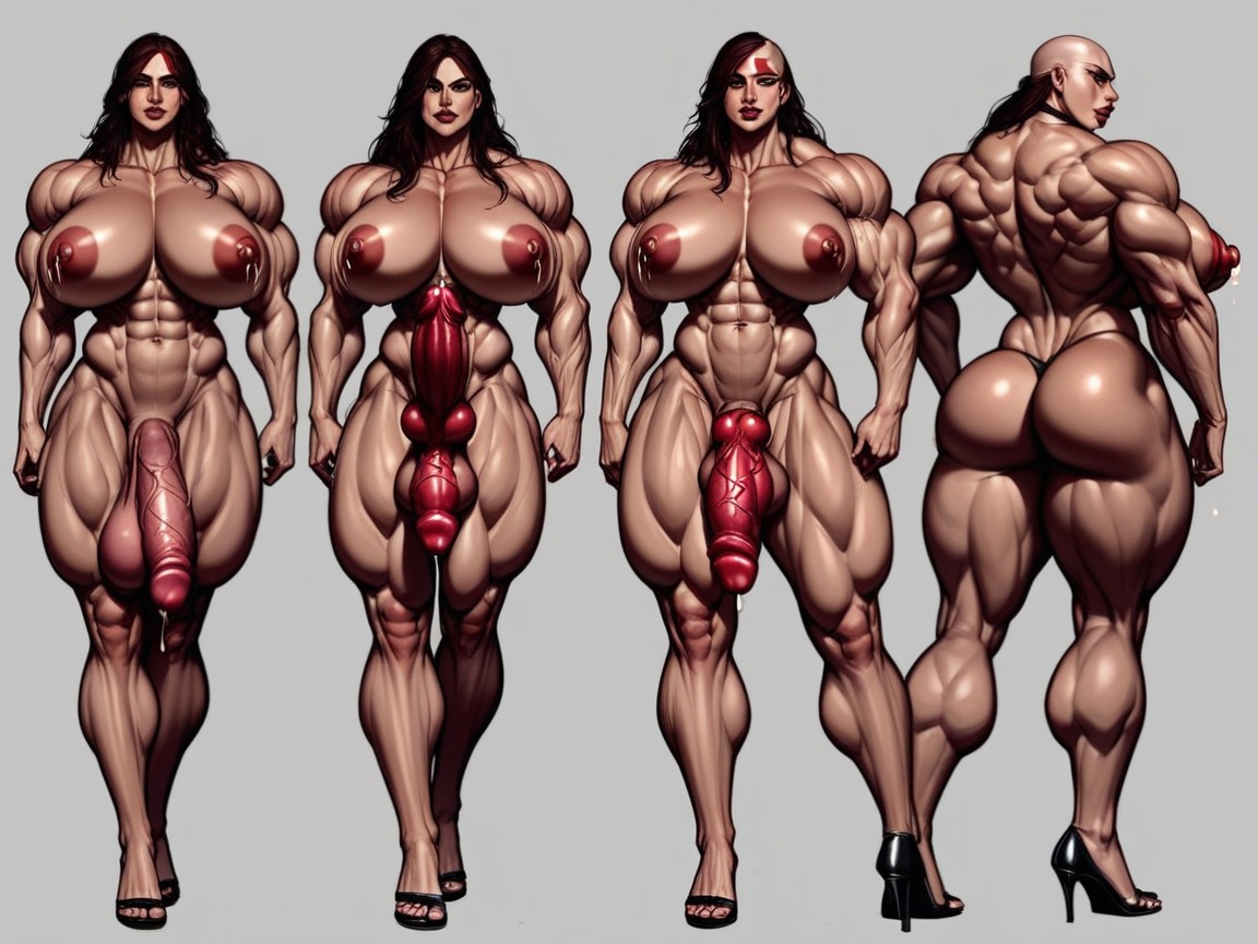 Puffy Nipples, Hyper Muscle, Muscular Legs AI Porn
