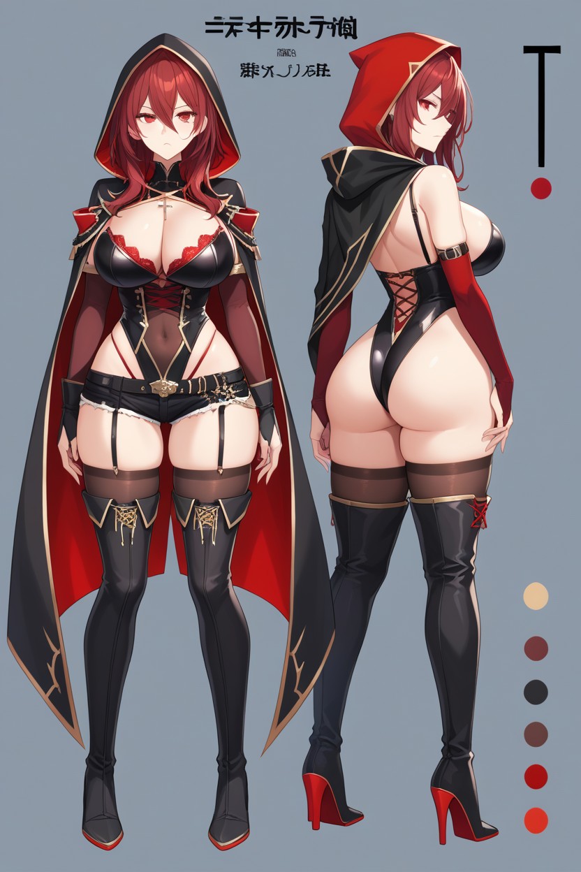 Sidelocks Medium Hair, Leotard Over Bodystocking, Skindentation Hentai AI Porn
