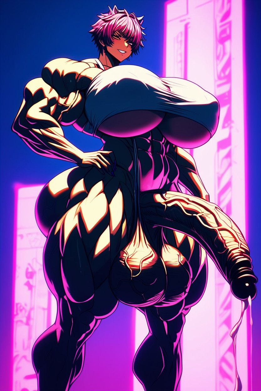 Extremely Muscular, Gigantic Breasts, Muscle Growth Shemale AI Porn