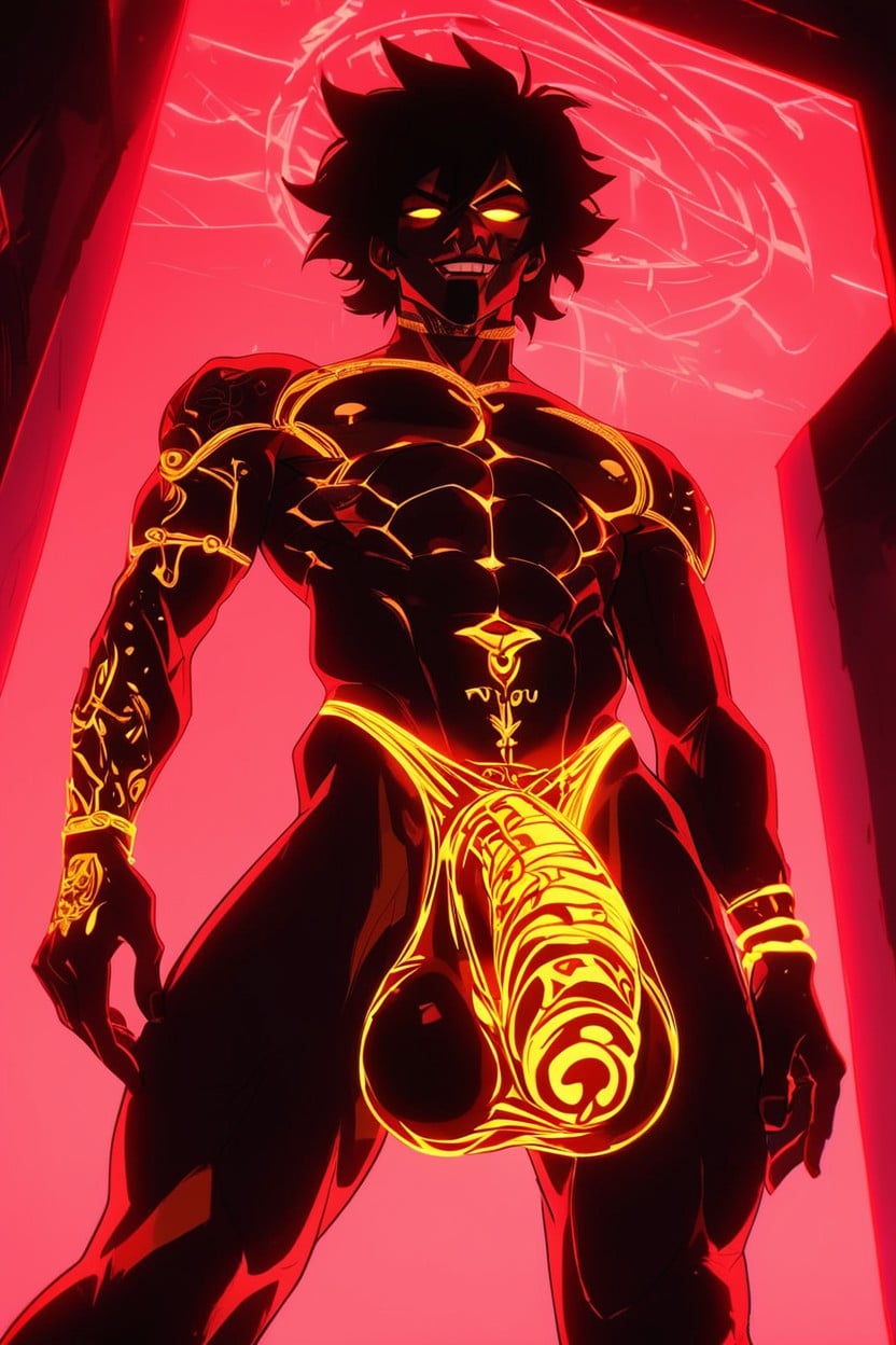 Neon White Glowing Speedo, Fat Balls, Naked AI Gay Porn