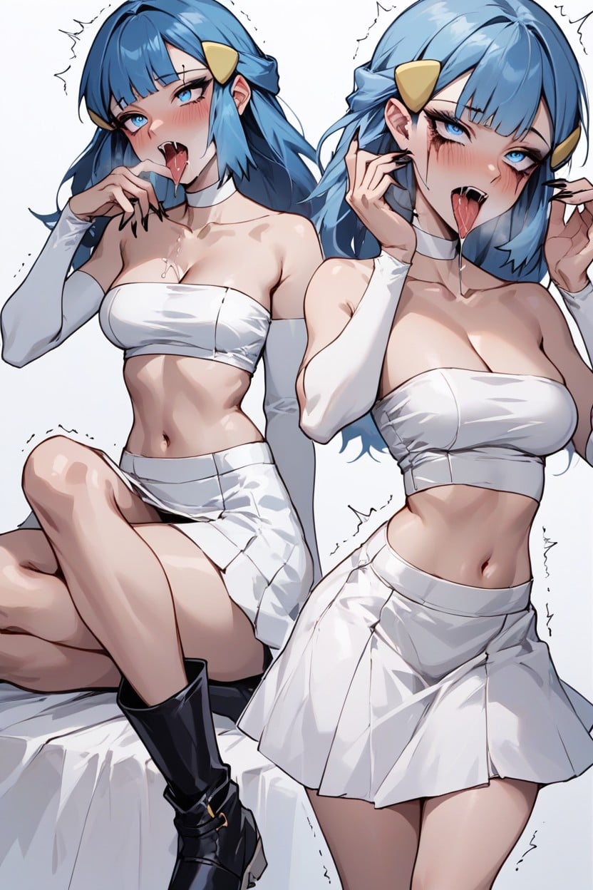 Tube Top, Extreme Snatched Waist, Sharp Jawline Hentai AI Porn