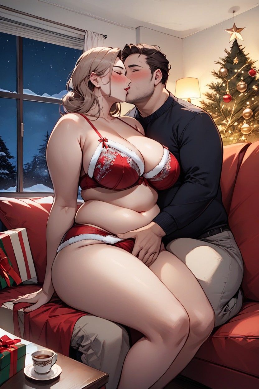 Face Detailed, Christmas Tree, Grabbing Ass Hentai AI Porn