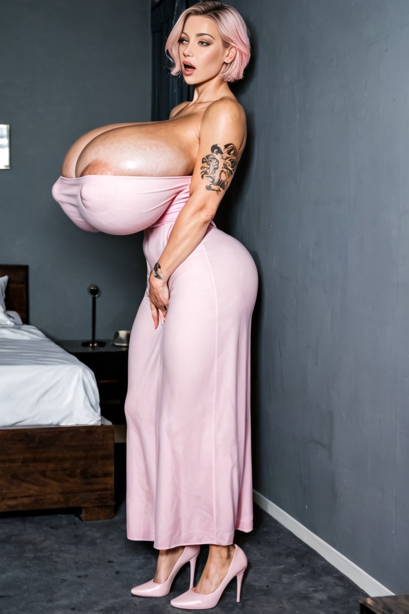 Light Pink Heels, Side View, Japanese AI Porn