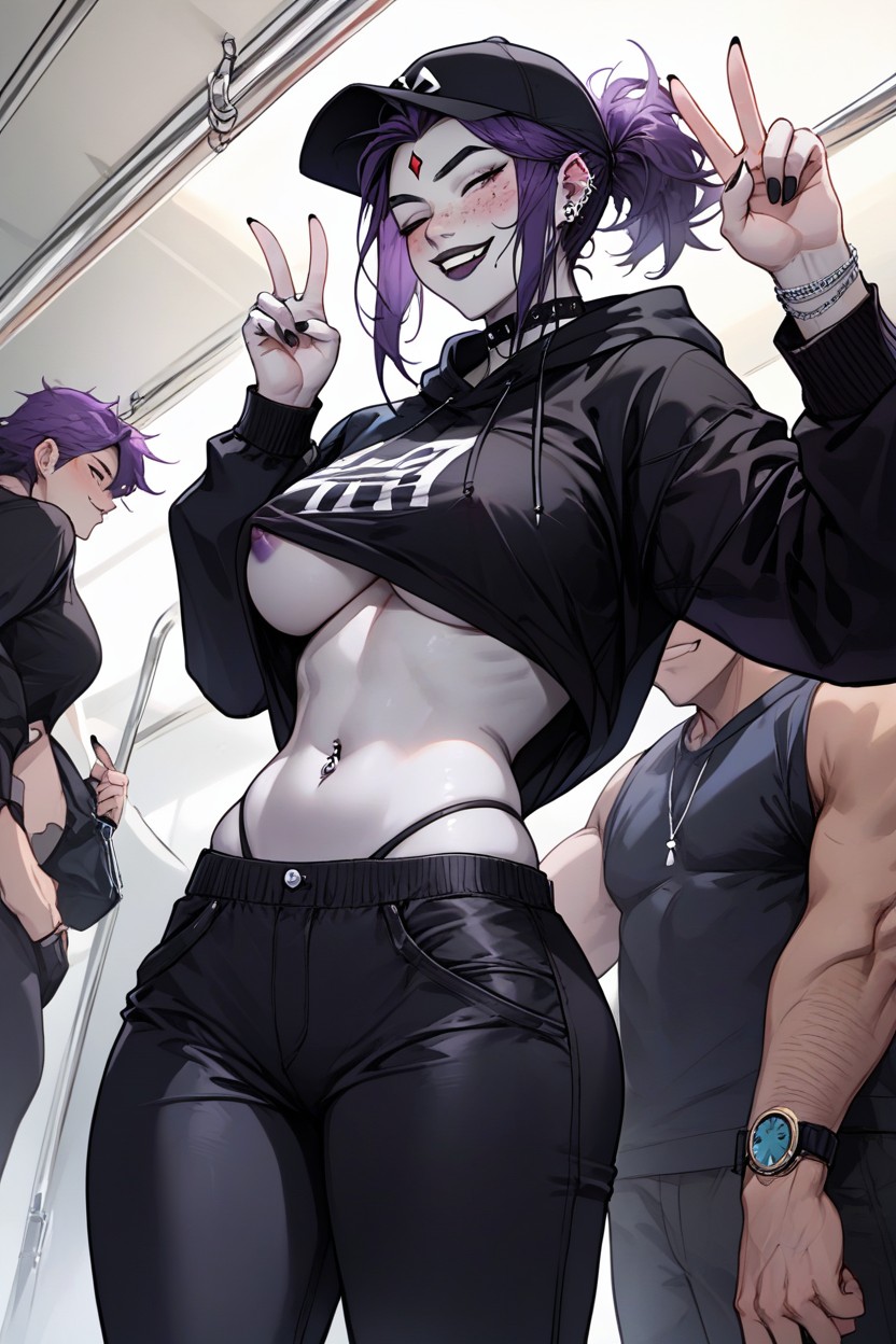 Pale White Skin, Excessively Sweaty, Large Hips AI Porn