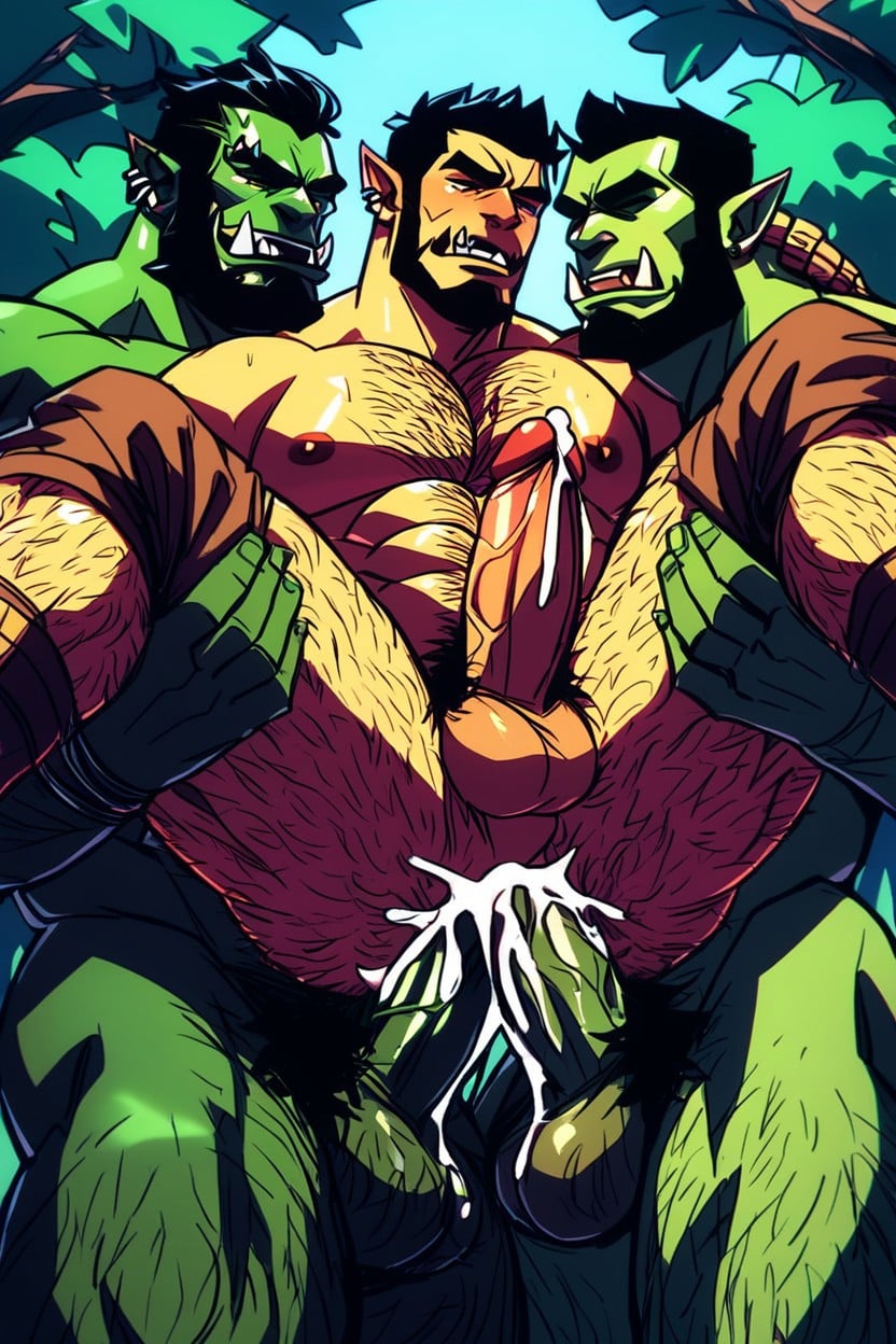Male Human Erect Penis, Gay Anal, Male Orc Gigantic Penis And Balls AI Gay Porn