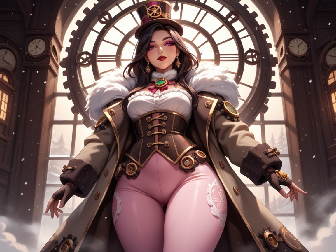 Focus On Woman, White Fur Scarf, Nsfw Hentai AI Porn