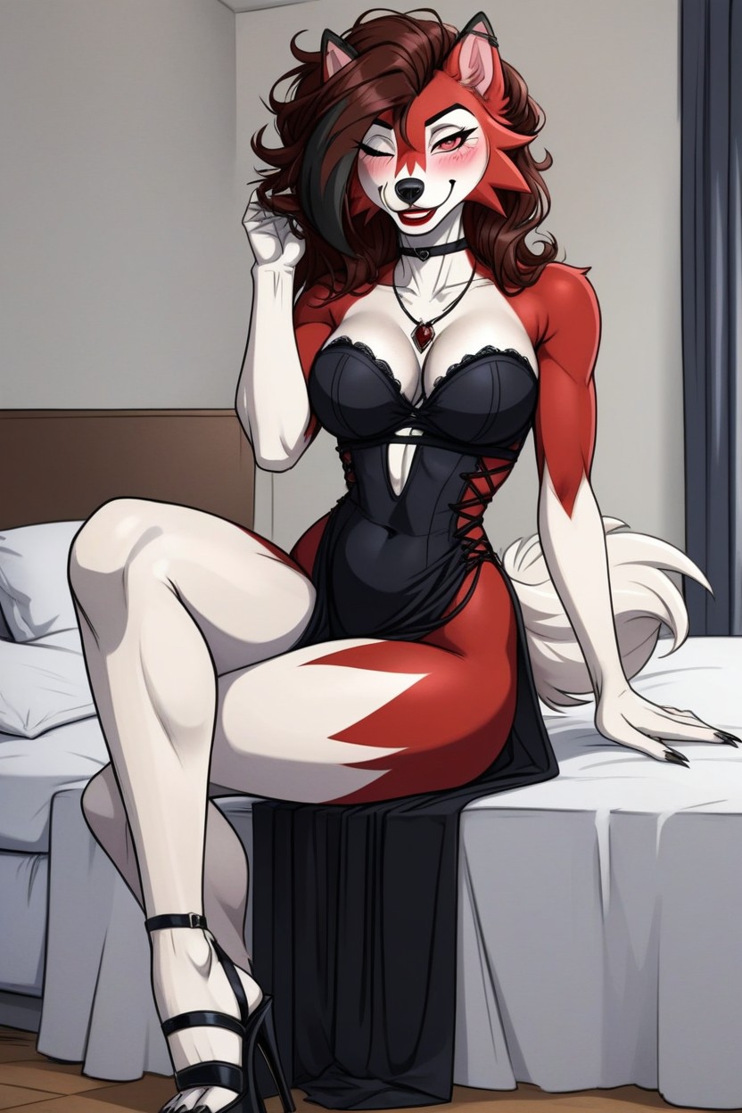 Fit, Sexy Body, Curly Hair Furry AI Porn