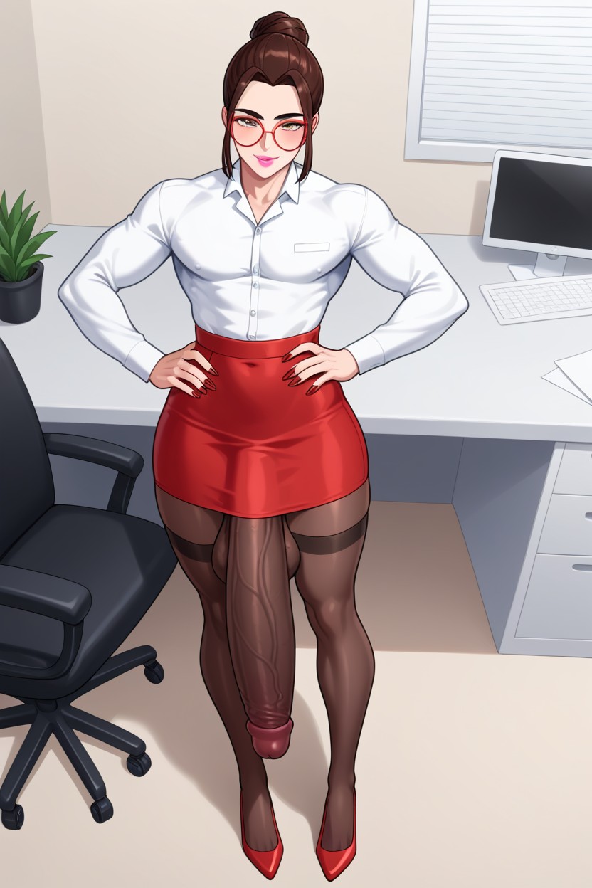 Brunette, Top Down, Femboy AI Gay Porn