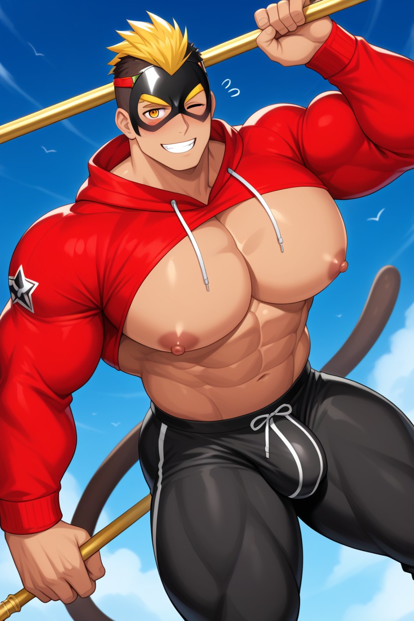 Big Bulge, Fat Pecs, Competitive AI Gay Porn