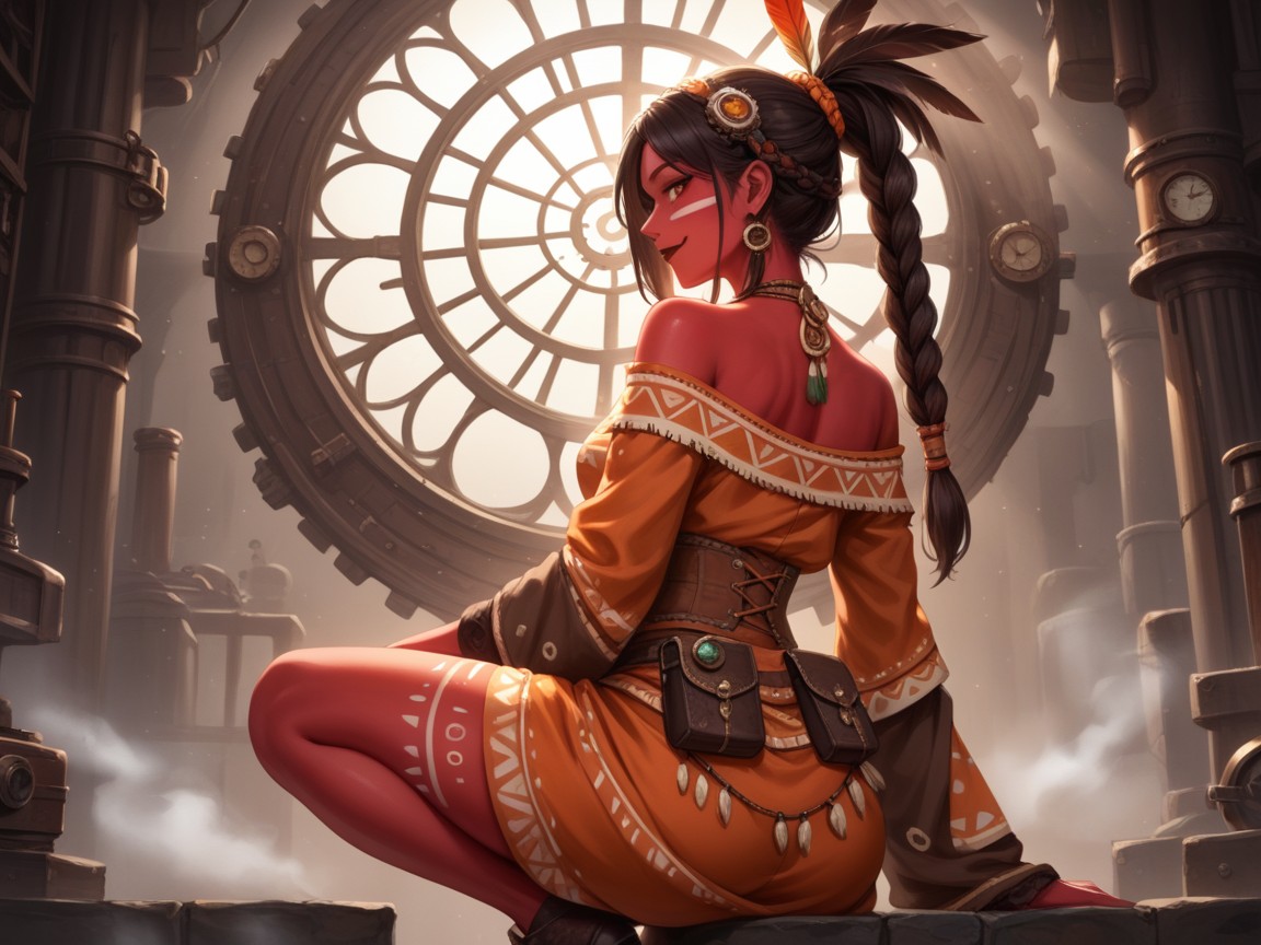 Waist Shot, Woman Looking Away, Hourglass Body Type Hentai AI Porn