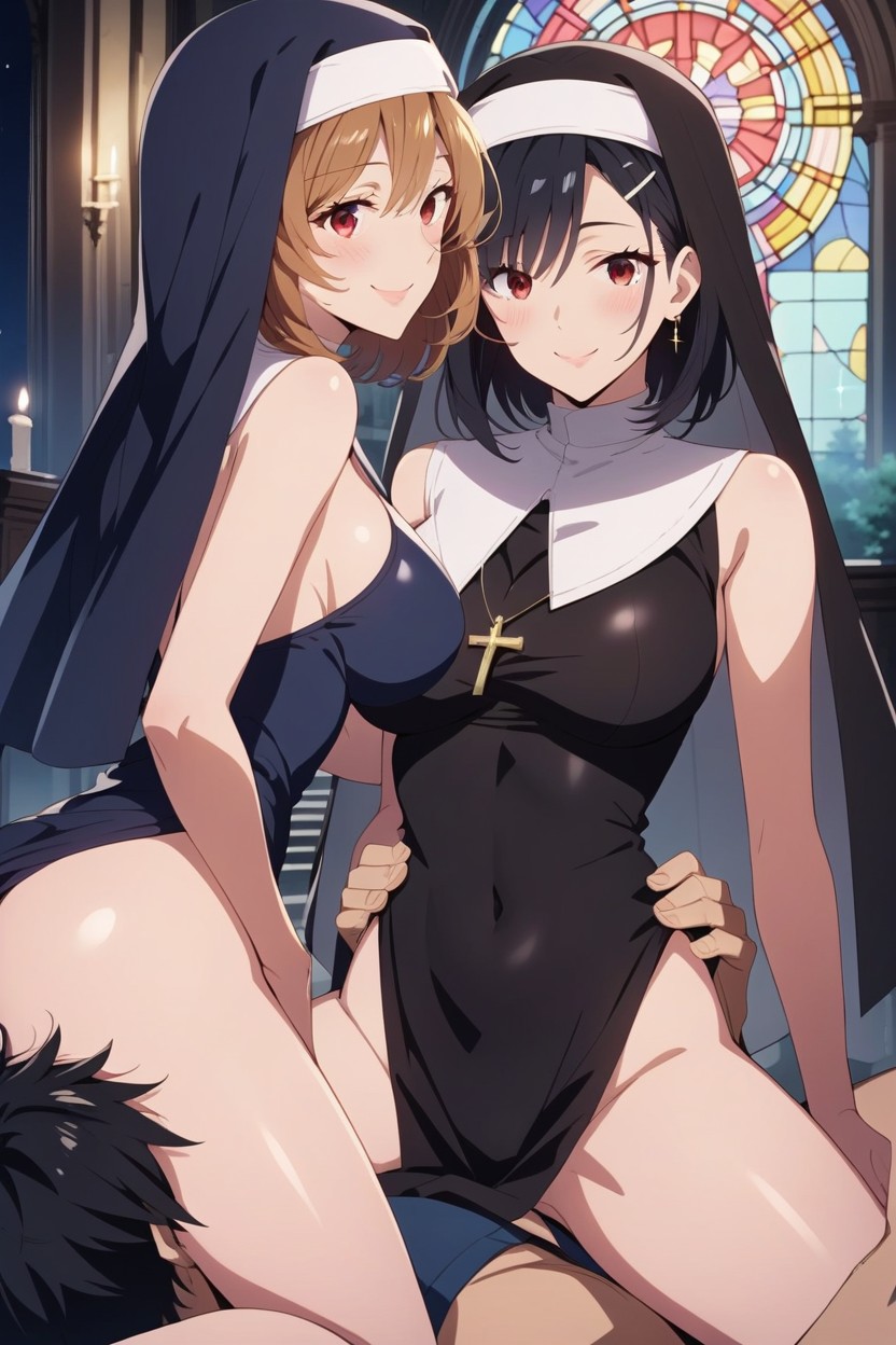 Another Woman Grey Eyes, Medium Breast, Hair Clip Hentai AI Porn