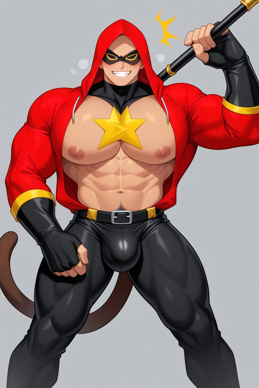 Sharp Athletic Build, Confident Almond Shaped Eyes, Noir AI Gay Porn