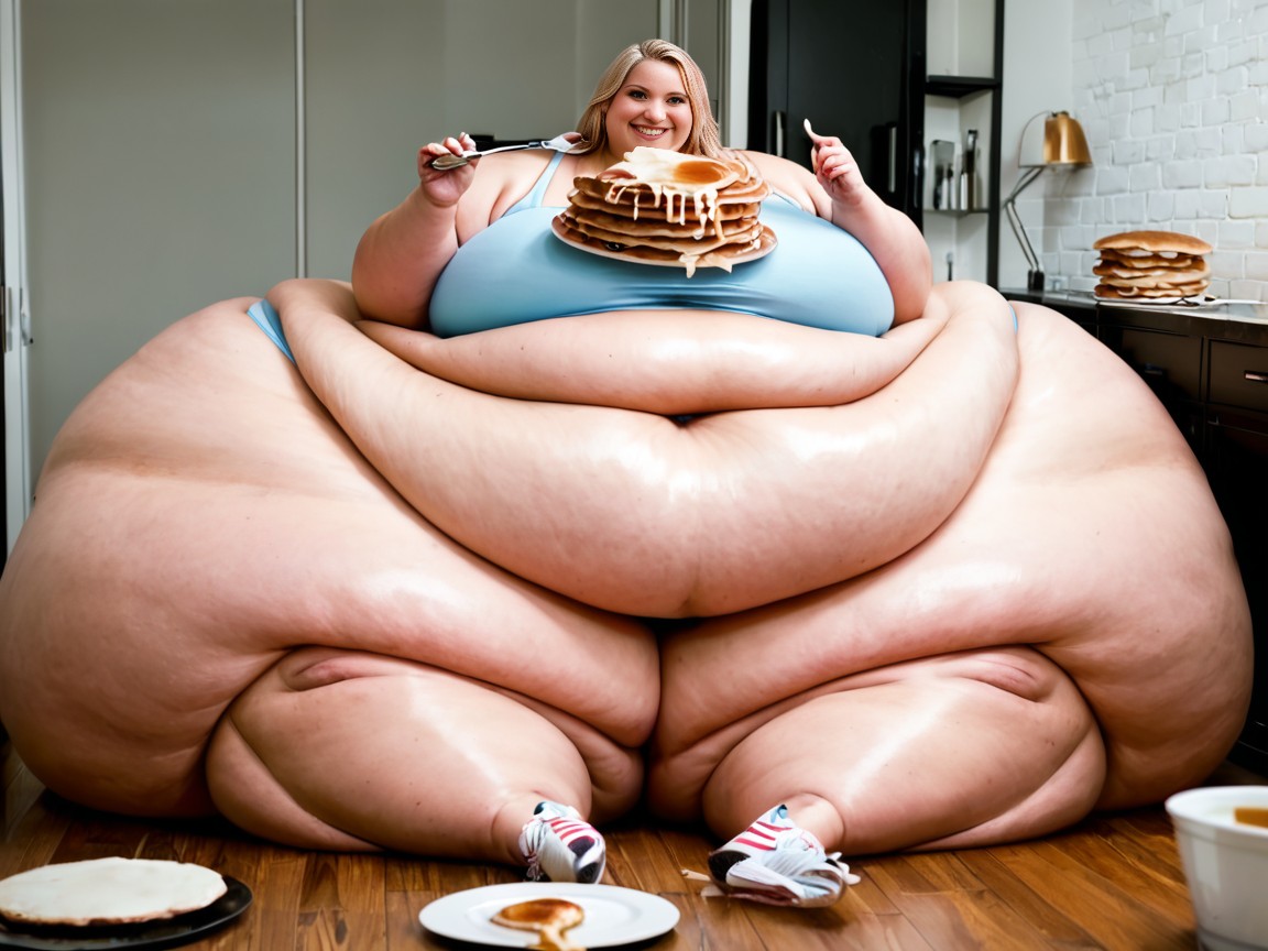 Eating Pancakes, Sfw, Weight Gain AI Porn